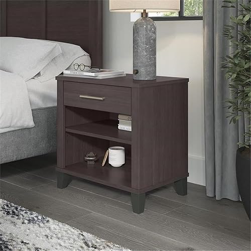 Miniatura 2 de Bush Furniture Somerset - Mesita de noche con almacenamiento en gris tormenta, mesa auxiliar pequeña para dormitorio