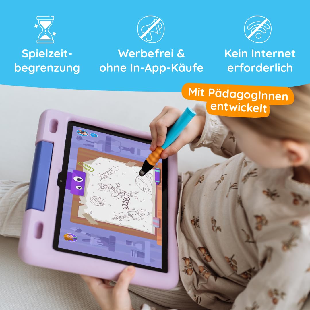 Edurino Starterset Yuki Kreativität & Malen ab 4 J. inkl. Eingabestift | Innovatives & digitales Lernspiel | Farbenlehre & Malexperimente | Entwerfen eigener Kostüme, Figuren & Bühnenbilder