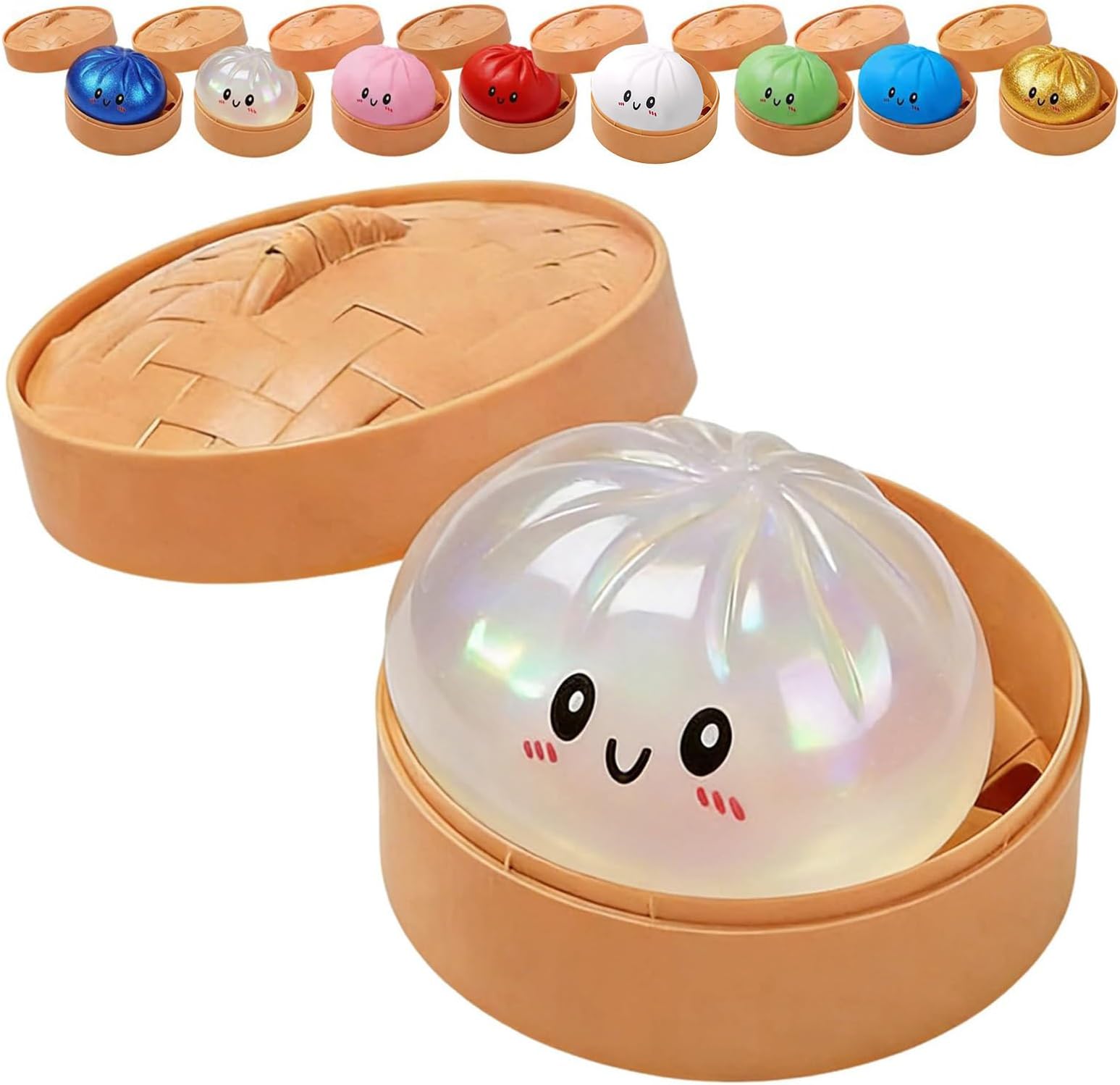 Giant Glitter Dumpling Squishy - Glitter Dumpling Squishy With Box, Mysterys Squishys Dumplings Box, Food Squeeze Toys Fidget Ball For Adults & Teens, Easter Basket Stuffers, Stocking Stuffers