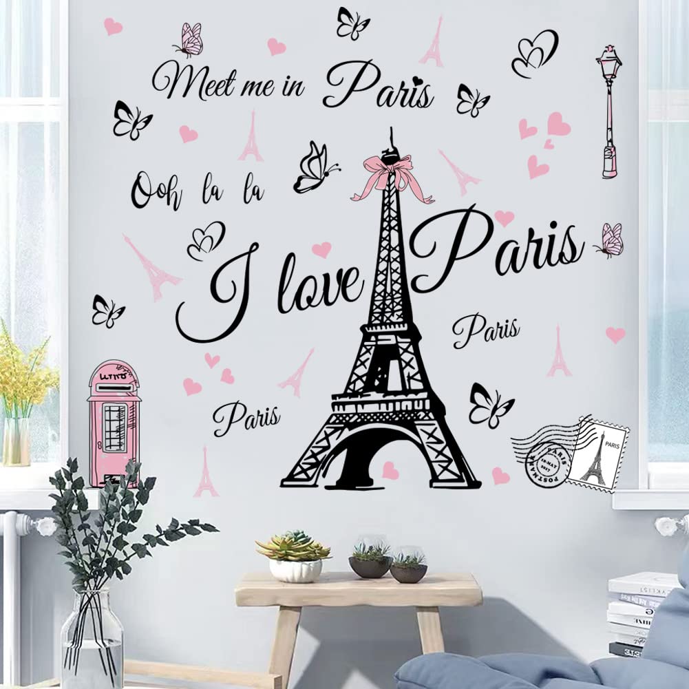 CASADECORParis Tower Wall Stickers Eiffel Tower Wall Decal Peel and Stick Paris Tower Wall Decor Wall Art Sticker for Bedroom Living Room Sofa Backdrop TV Wall Decoration Home Decor.