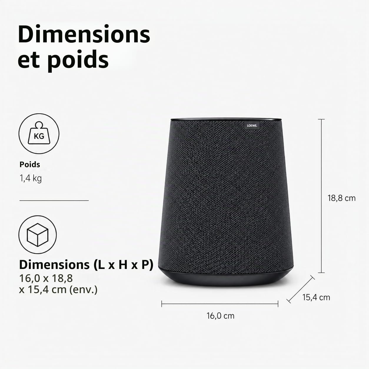 LOEWE Klang mr1, Enceinte multiroom DTS Play-FI, Basalt Grey