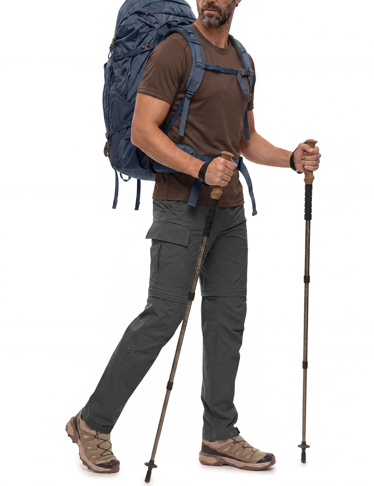 Wespornow Herren Zip-Off Wanderhose Trekkinghose Atmungsaktiv Outdoorhose Schnell Trockend Sommer Funktionshose 5 Taschen