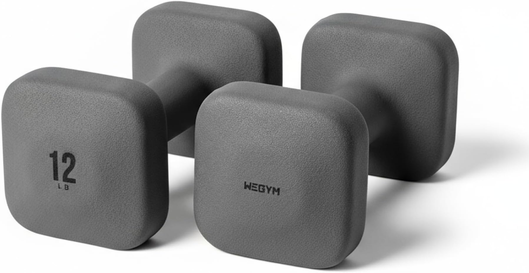WeGym SafeGrip Square Dumbbells with Anti Slip Handles, Aesthetic Free Weights for Home Workouts, Stable Design Prevents Rolling during Floor Exercises