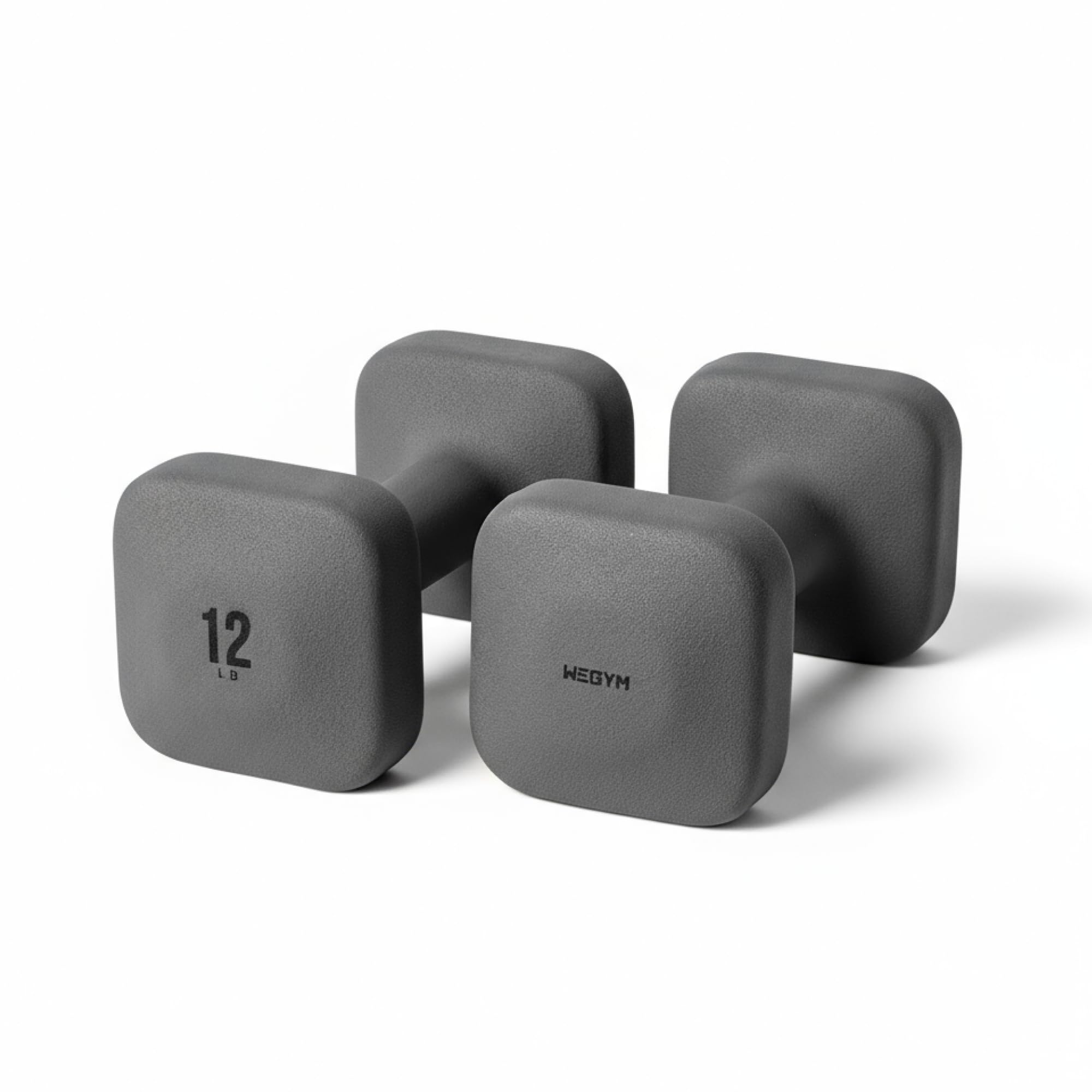 WeGym SafeGrip Square Dumbbells with Anti Slip Handles, Aesthetic Free Weights for Home Workouts, Stable Design Prevents Rolling during Floor Exercises