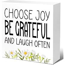LVQHI Inspirational Wood Block Signs,Choose Joy be Grateful and Laugh Oftenxx Wooden Box Sign for Home Shelf Office Tabletop Desk Decor,Funny Motivational Office Sign Decor V516