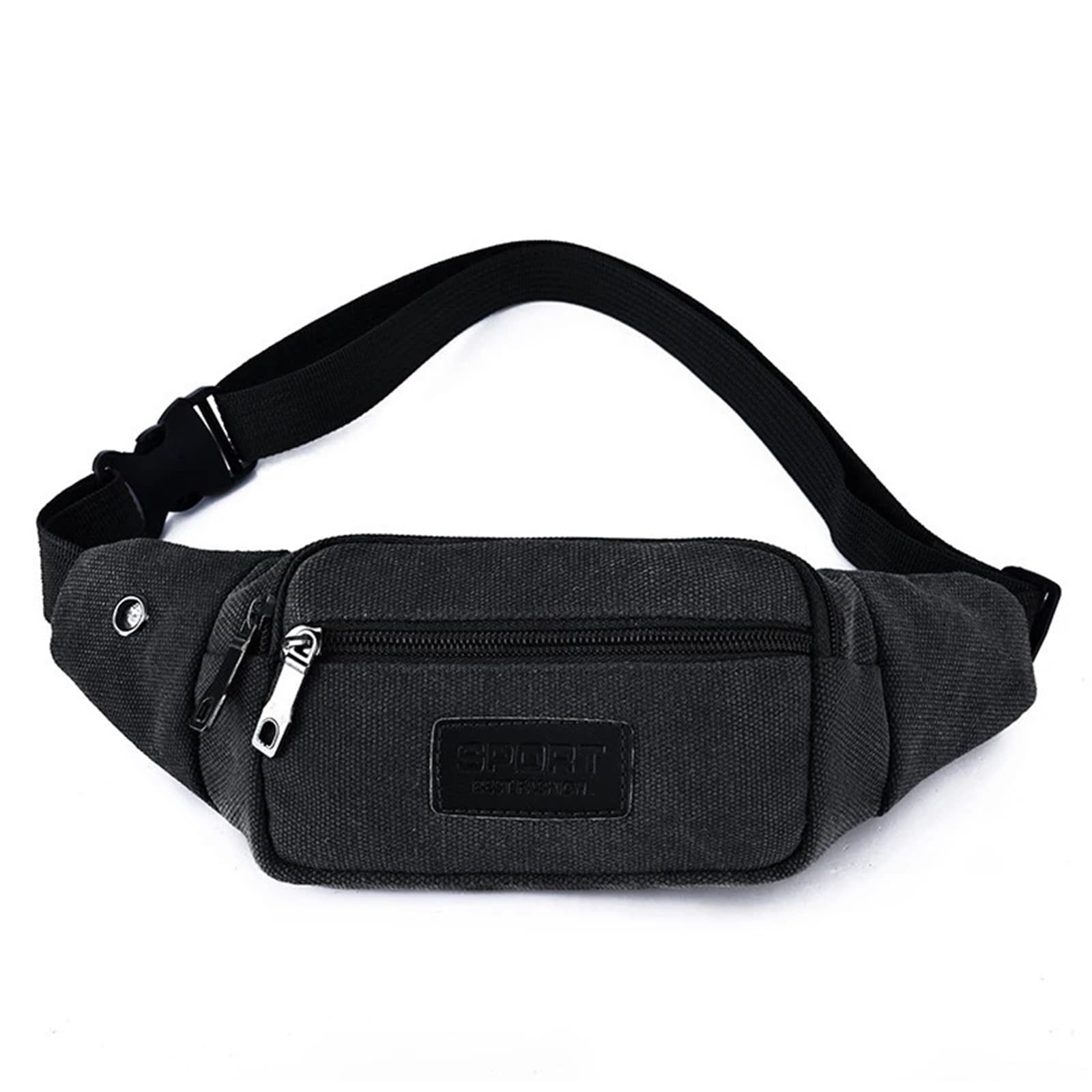 Riñonera de Lona for Hombre, Bolso Pecho Deportivo con múltiples Compartimentos, pequeño Tela, teléfono móvil, Fitness, Cartera Multifuncional para Walking, Deporte(Coffee)