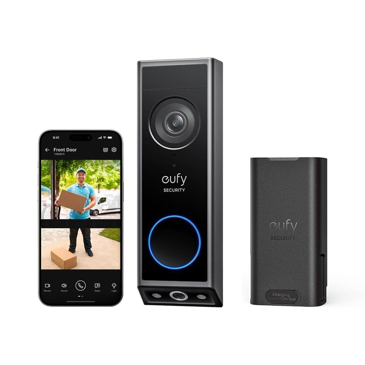eufy Security Video Doorbell E340 with Rechargeable Battery, Dual Cameras,Delivery Guard 2K FHD Wireless & Wired Doorbell Camera, AI Motion Detection,No Subscription,Built-in 8GB,Head-to-Toe View