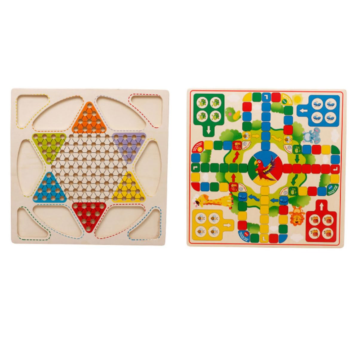 Damas Chinas de Madera 2 en 1, Juego de Mesa, Damas Chinas, Juegos de Mesa Familiares para niños y Adultos