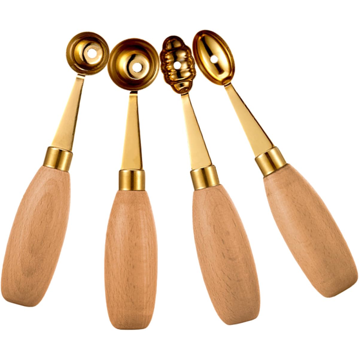 y Diseño Sencillo para Hacer de Melón 4 Cucharas de Acero Inoxidable y Madera, Bordes Redondeados para Café y Hogar