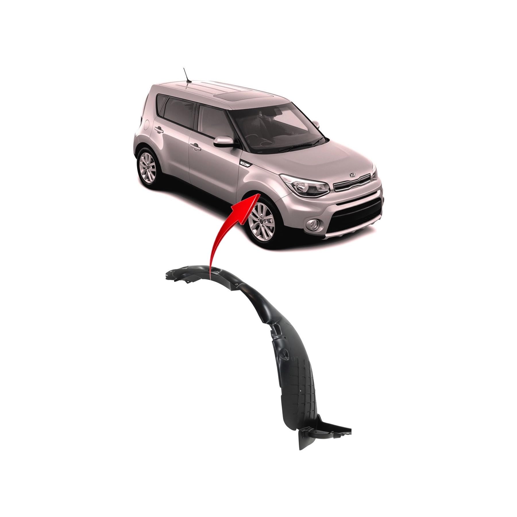 FitParts Compatible With Front Right Passenger Side Fender Liner Kia Soul 2017-2019 Hatchback. New, Plastic & Ready to Install. KI1249150 86812B2500