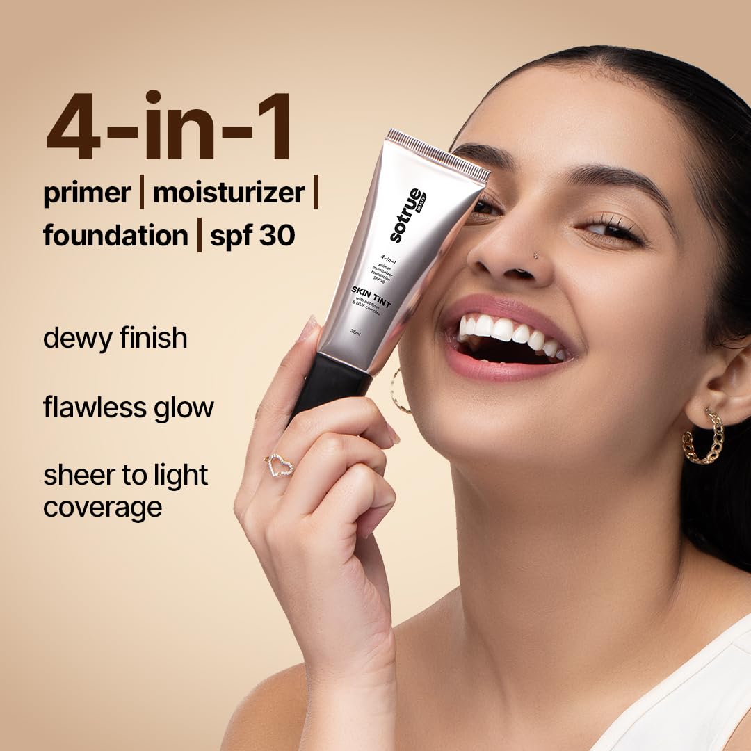 Sotrue 4-in-1 Skin Tint with SPF 30, Light Coverage, Dewy Finish, Hydrating & Priming Formula with Collagen Peptide, NMF Complex & Vitamin E – Almond - Image 2 thumbnail