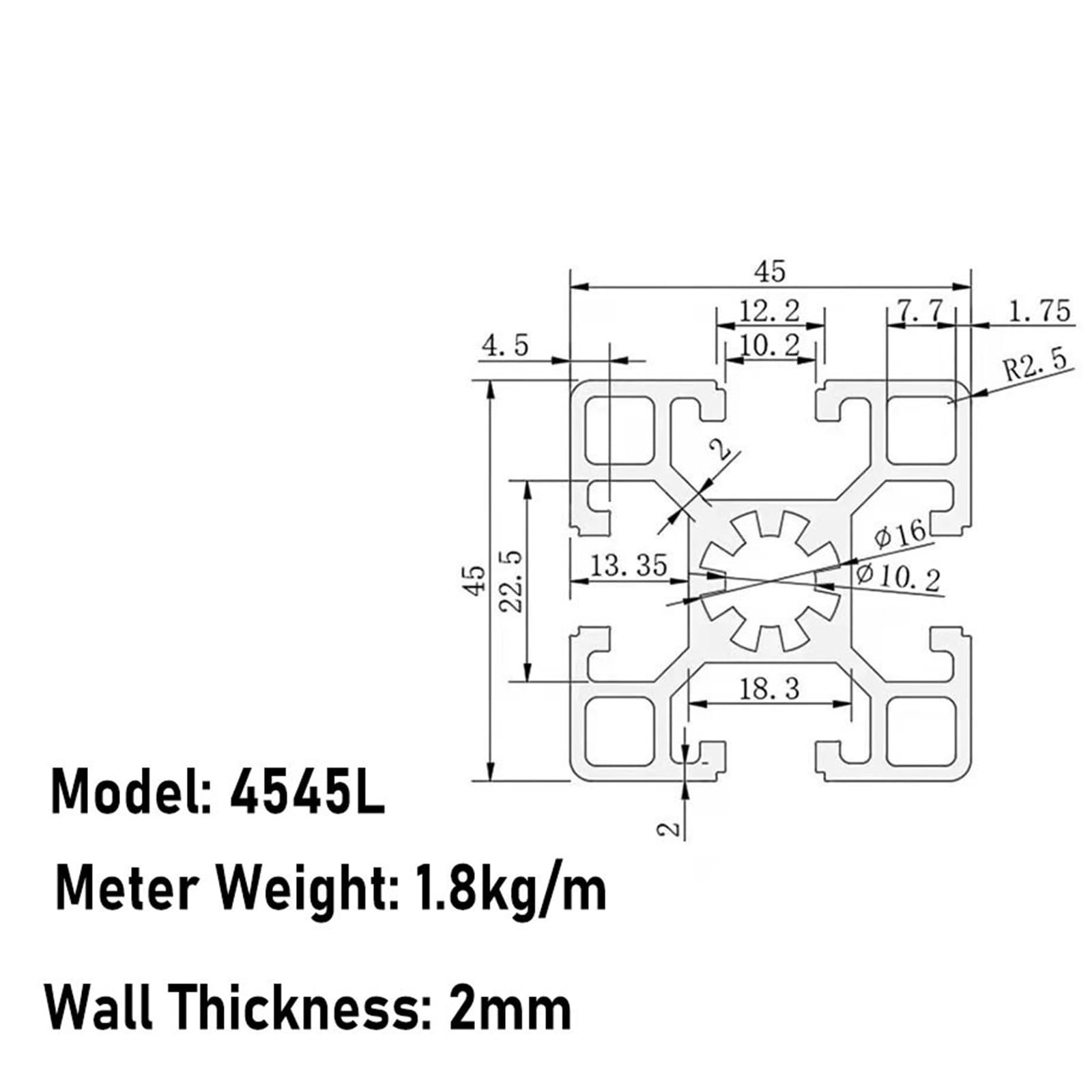 GTPBAO Perfil de extrusión de aluminio 4545, ranura en T de 10 mm, estándar europeo, tubo cuadrado de 45 x 45 mm, marco de riel lineal for estructuras de bricolaje. Carril extruido(700mm 27.56")