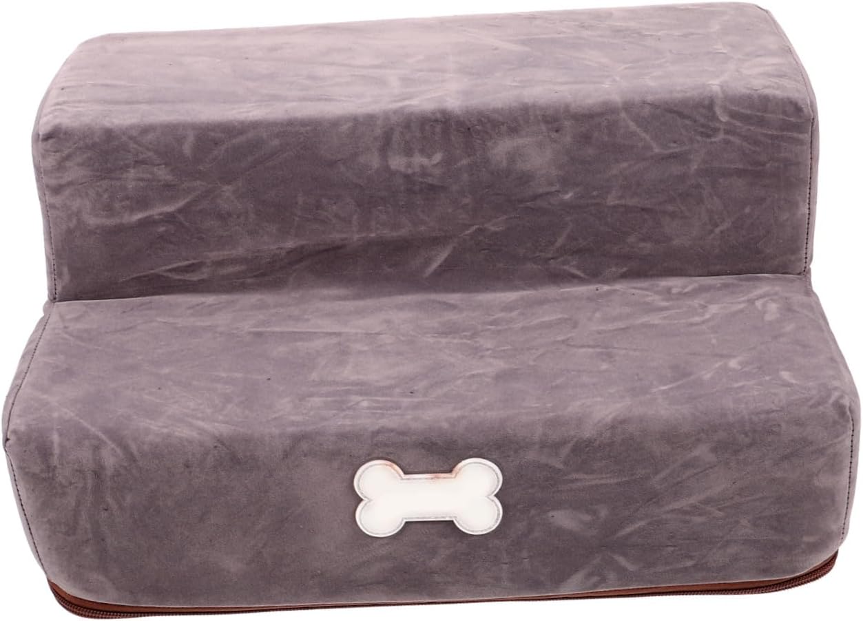 NUOBESTY Pet Ladder Non-Slip Dog Stairs Portable Lightweight Pet Steps for Beds Sofas Small Dogs Joint Support Soft Surface Easy Clean Gray