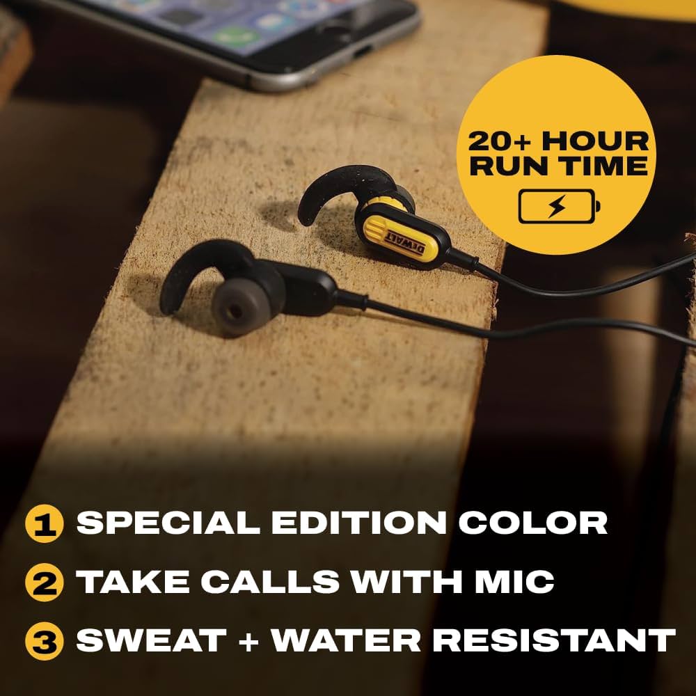 Amazon.com: DEWALT Heavy Duty Neckband Bluetooth Earbuds - Black