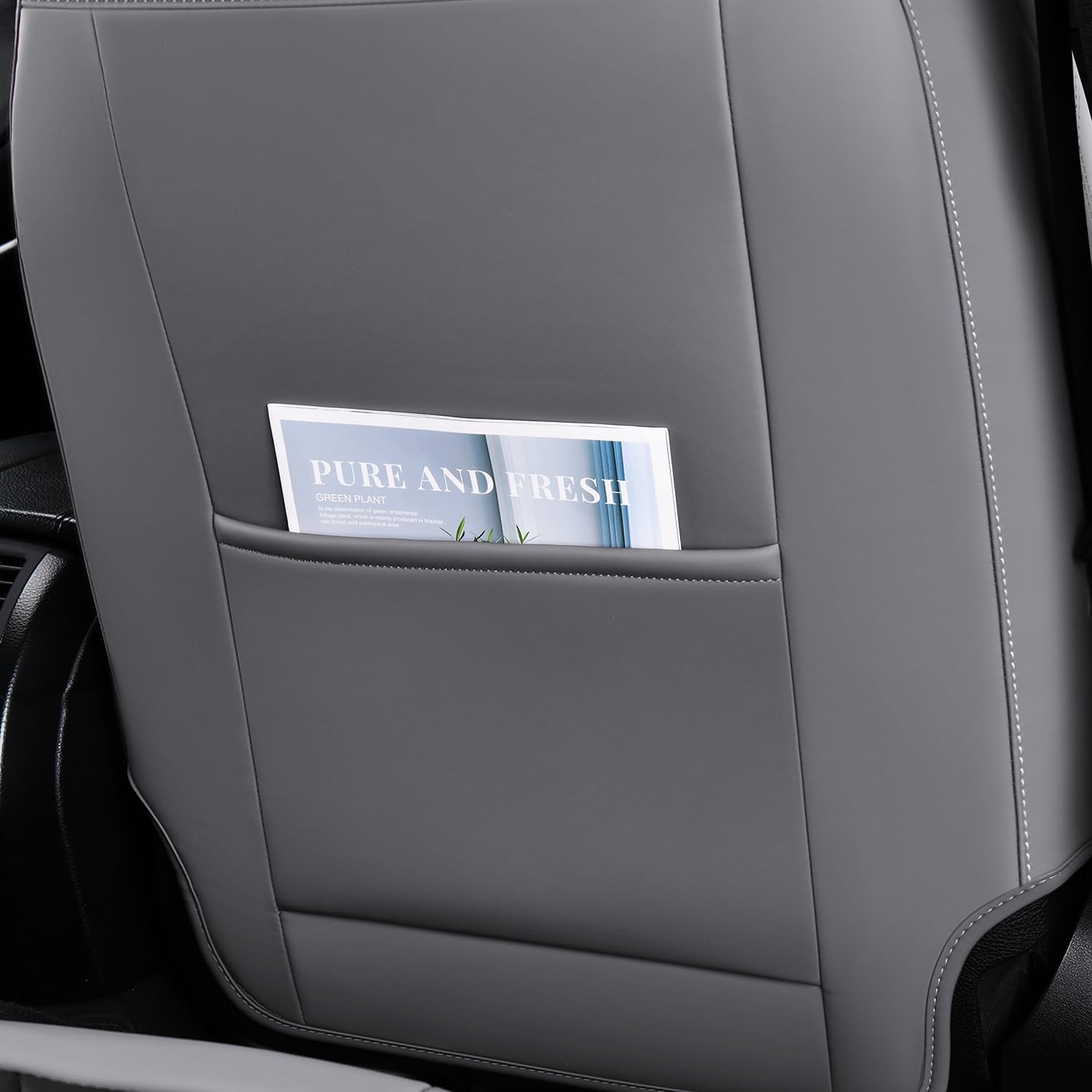 FLORICH Coprisedili per Auto, Tessuto Traspirante e Pelle Nappa Coprisedili Anteriori e Posteriori 5 PZ, Set Completo Universale Adatto per La Maggior Parte delle Auto, Berline, SUV e Camion
