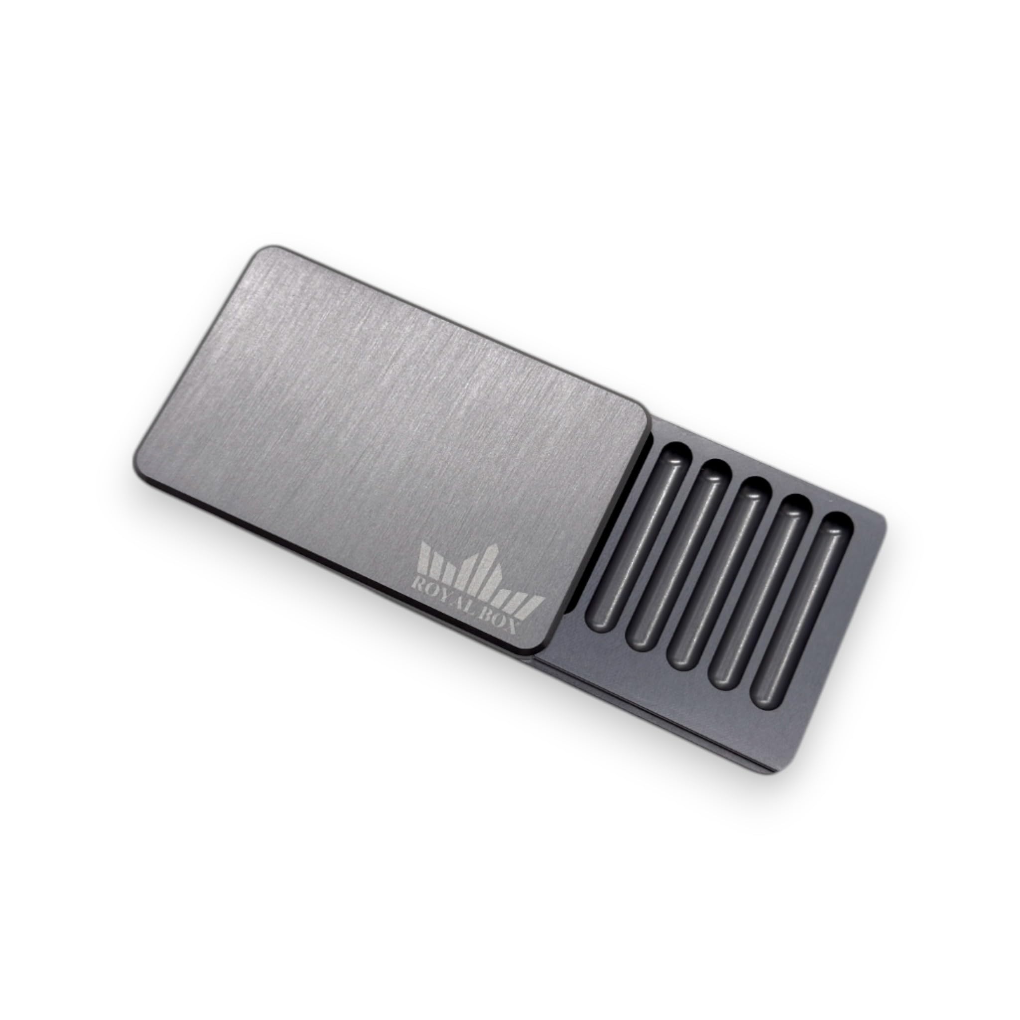 M&M Smartek Royal Box Titanium Classic - Caja con 8 compartimentos y 2 tubos | Caja de aluminio anodizado con 8 compartimentos y 2 tubos, resistente, compacto y fácil de limpiar.