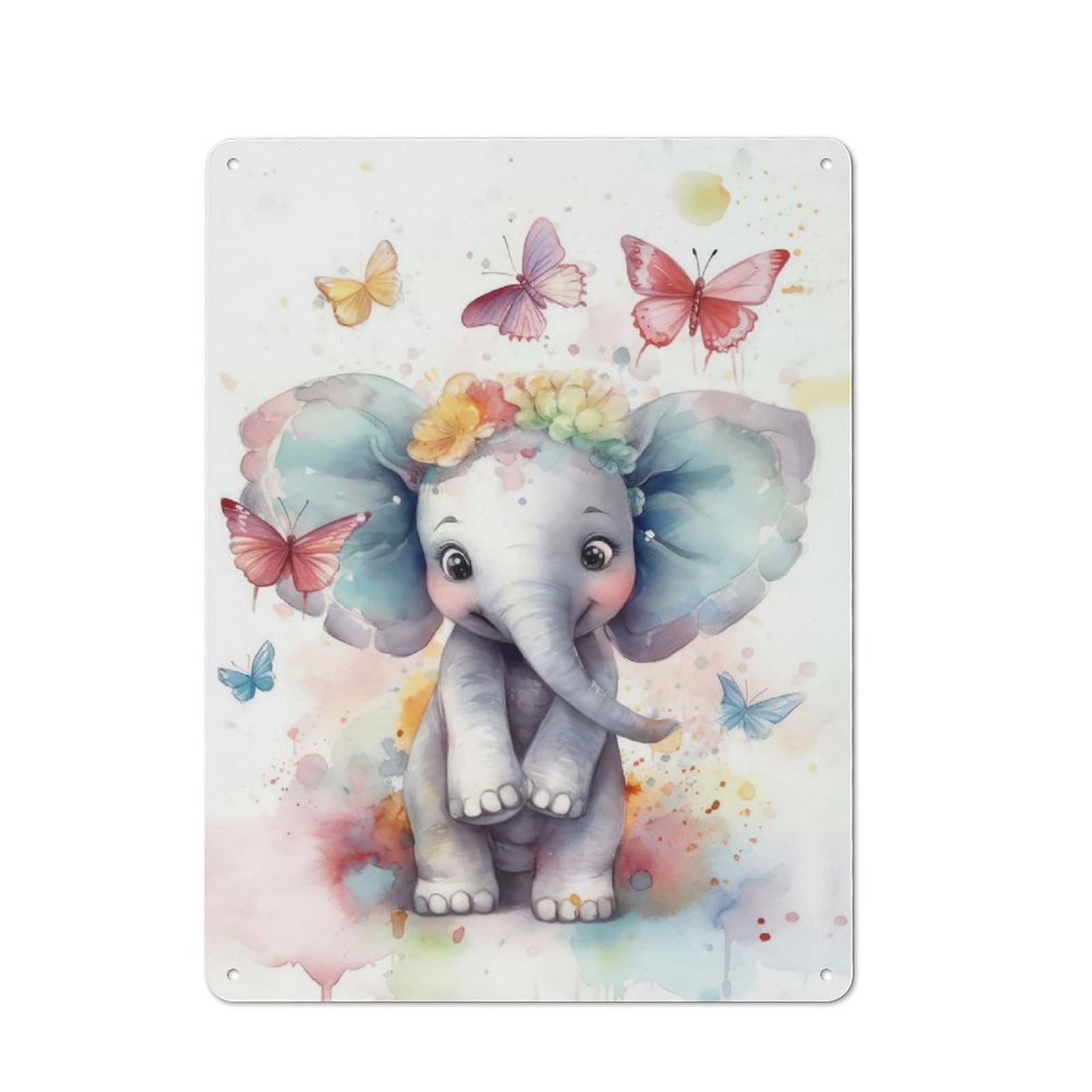 Junmoney Style-22 For Studio Or Craft Room, Funny Baby Elephant Rustic Tin Wall Plaque 40X30cm, For Vintage Wall Decor Fans, For Metal Sign Collectors