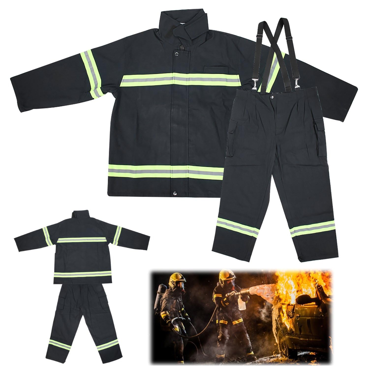 Tissting Vêtements Ignifuges Professionnels, Combinaison Résistante à la Chaleur avec Bandes Réfléchissantes, Confortable et Respirant en Coton Pur, Disponible en Tailles Multiples