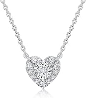 Sytaehi Sterling Silver Lab Grown Diamond Halo Pendant Necklace with Chain - Elegant 360° Sparkle Gift for Anniversaries & Birthdays