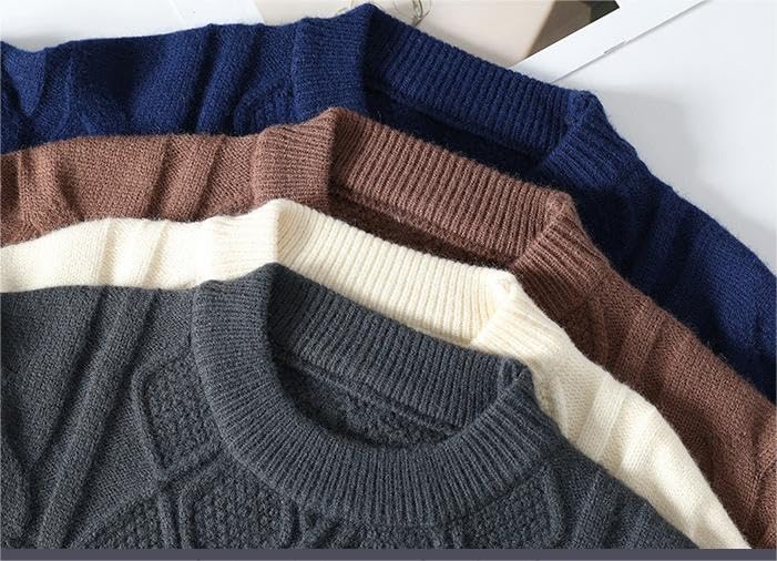 Chunky Knit Wweater Mens Oversized Sweater Unisex Long Sleeve Cable Knit Pullover Sweaters3