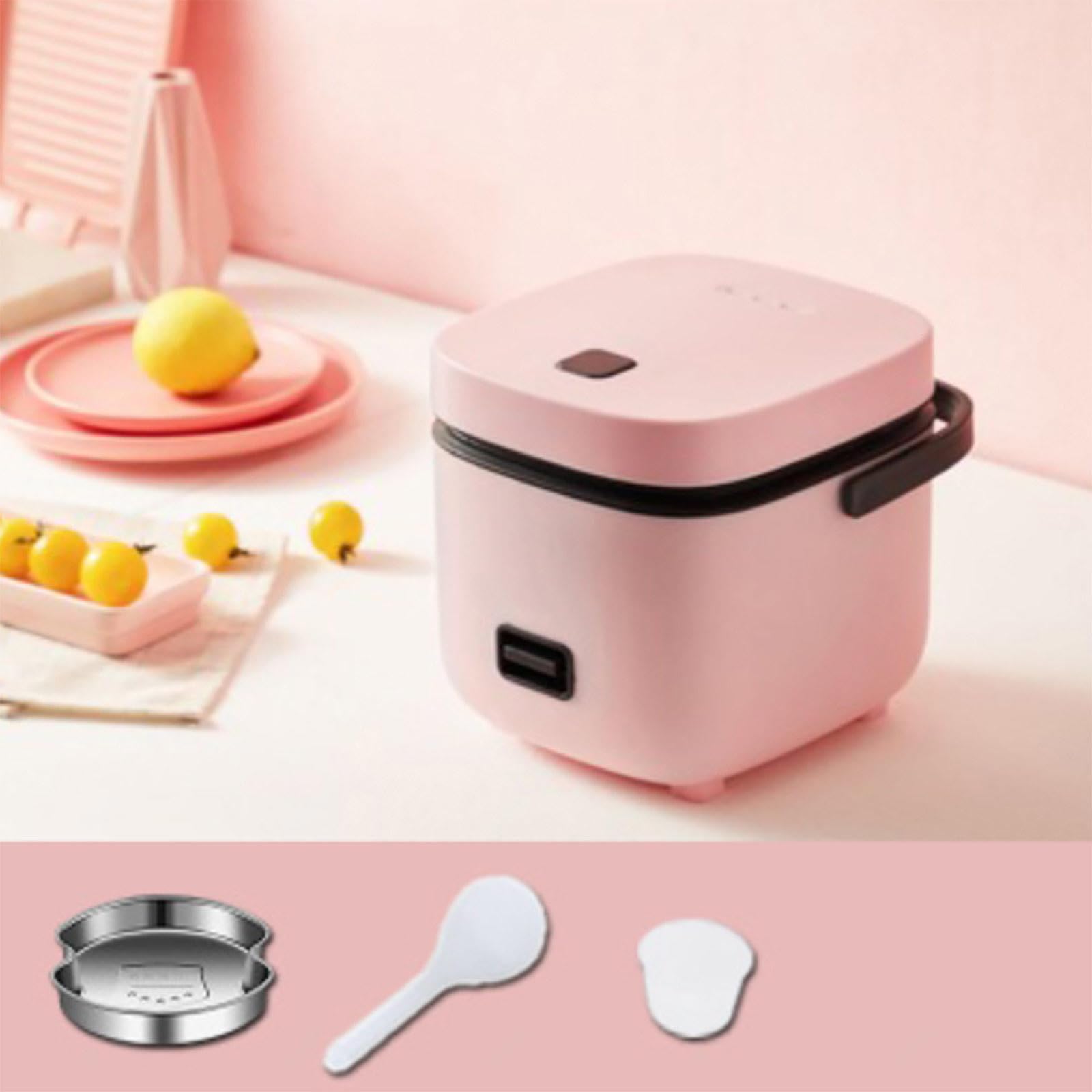 Mini cuiseur à riz rose de 1,2 l pour 1 personne – Petit cuiseur de cuisine multifonction et cuiseur vapeur pour la vie en appartement – Fiable et pratique