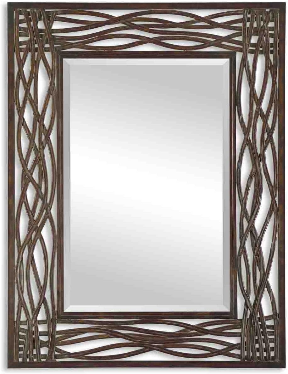 Uttermost' Dorigrass Distressed Mocha Brown Wall Mounted Mirror - 13707