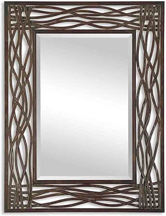 Uttermost' Dorigrass Distressed Mocha Brown Wall Mounted Mirror - 13707