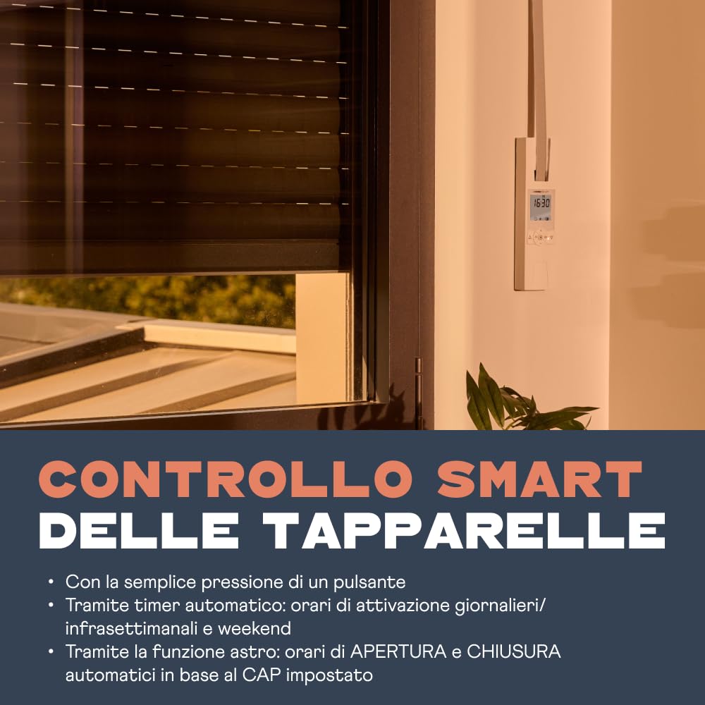 HOMEPILOT avvolgitore elettrico smart RolloTron premium power per tapparelle fino 60 kg (circa 10 m²), per cinghia da 23 mm, comp. con telecomando (app & alexa tramite il web server domotico premium)