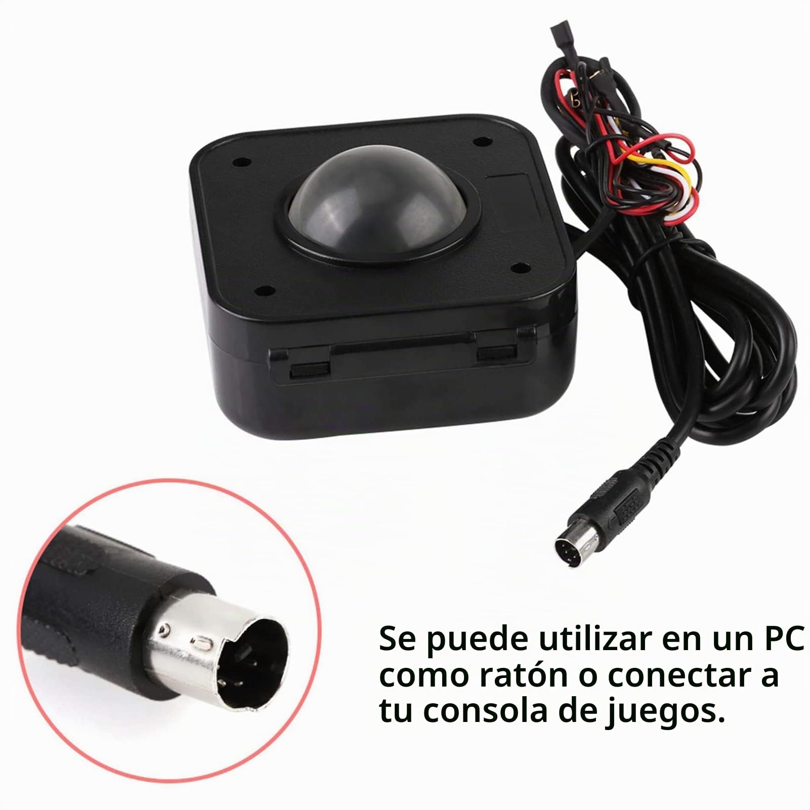 WANGCL Ratón redondo LED Trackball de 4,5 cm, conector PS/2 PCB, con cable USB Trackball para Arcade