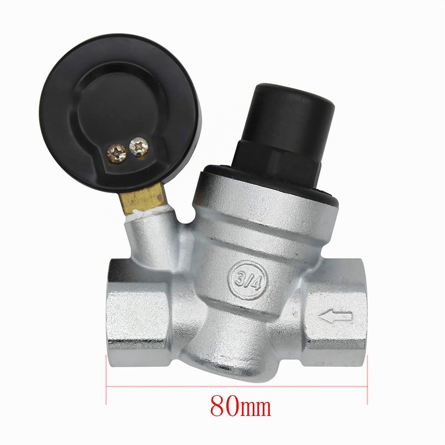 1/2″ DN15 Wasserdruckminderer Mit Manometer – Messing, Einstellbar, Für Haus/Wasserwerk – Druck Bis 1,6 MPa, -10 Bis +120 °C