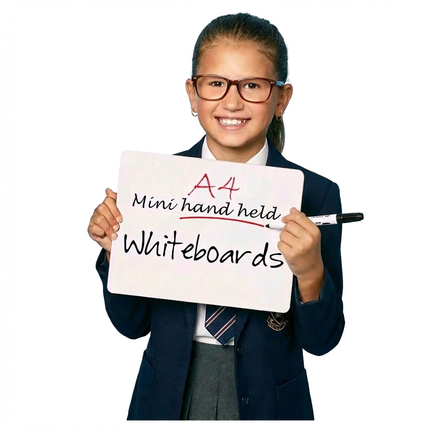 Metroplan Rigid A4 Hand held Whiteboards, Double-Sided Dry-Wipe Surface, 210 x 297 mm, Smooth Rounded Corners, Pack of 60 - Ideal for Students, Tutors, Office, or Industry
