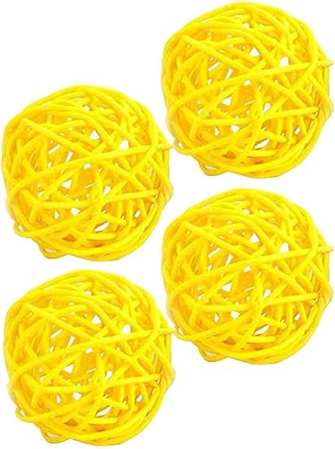 Miniatura 6 de 4 bolas decorativas de mimbre de ratán para mesa, boda, fiesta, Navidad, decoración del hogar (plata, 4 pulgadas)