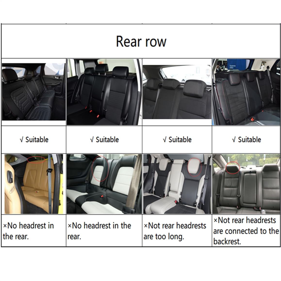 IBCEL Luxury Car Seat Covers Full Set 5 Seats for Ford Focus Black Red Leather Car Seat Cover Front and Rear Seat Protectors — view 4