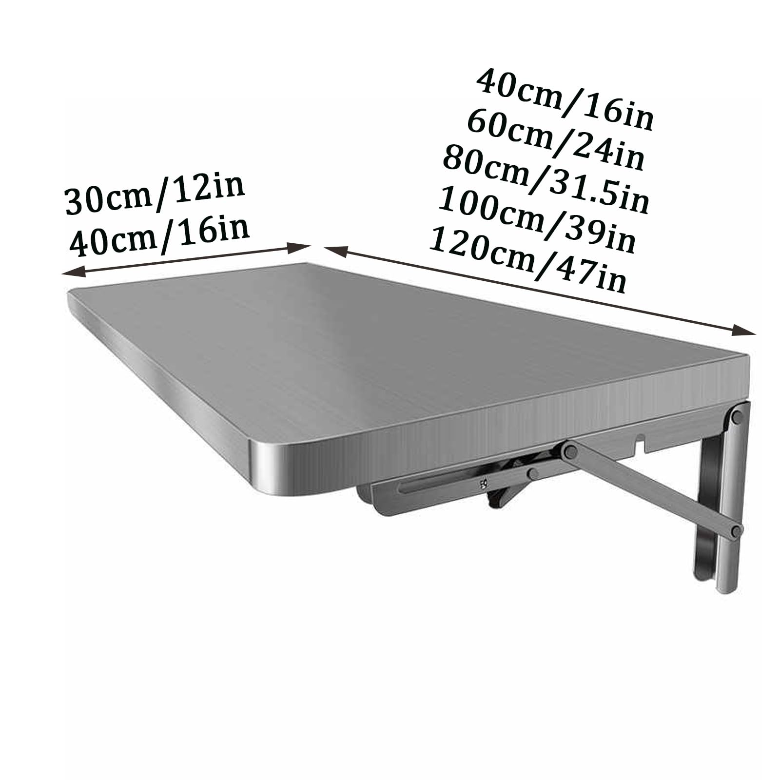 Mensola pieghevole da parete in acciaio inox, versatile, per cibo, camion, barbecue, barbecue, cucina all'aperto, tavolo da preparazione per ristoranti (99 x 40,6 cm)