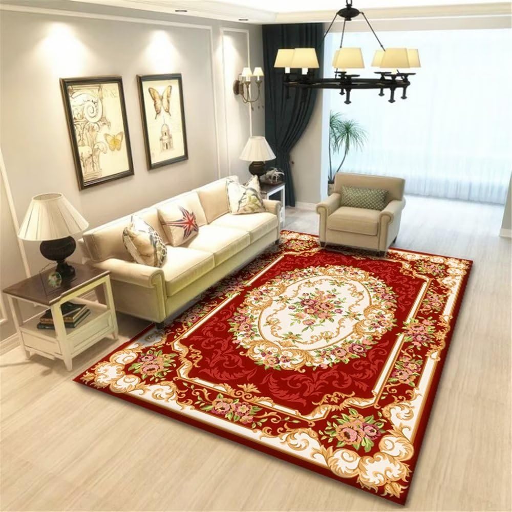 Tapis de sol salon rouge géométrique pour décoration chambre ado