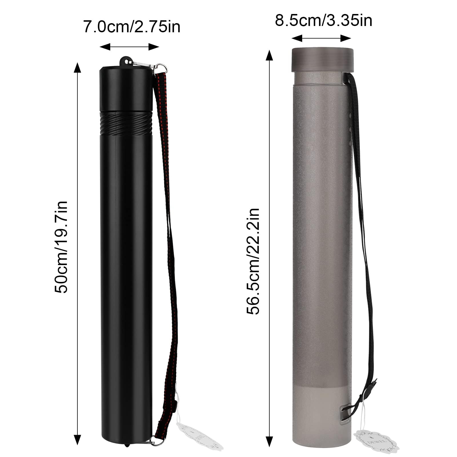 DEWEL Lot de 2 Tube Poster A0, Tube de Transport Télescopique pour Affiches, Plastique Durable, Longueur Réglable (Gris)
