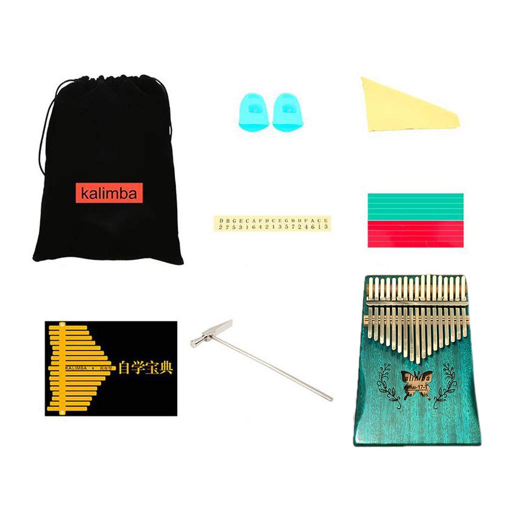 Huluda 17 Keys Thumb Piano Include Tuning Hammer and Study Instruction