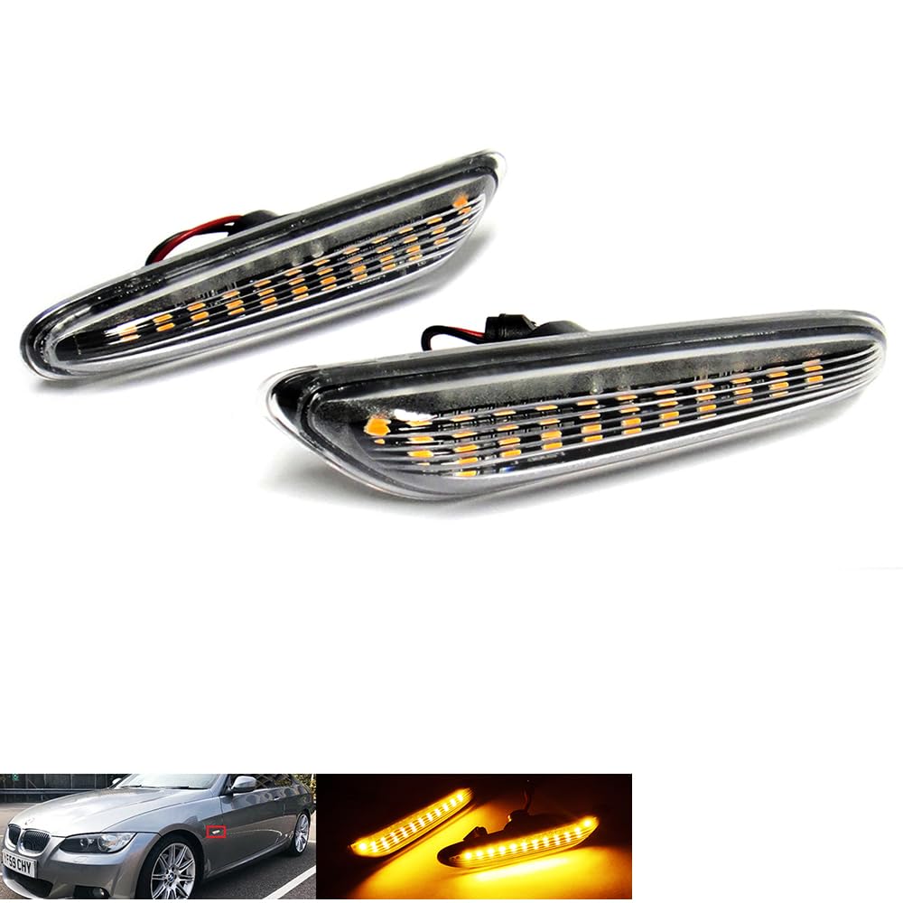 RZG 2 luci di posizione laterali a LED color ambra con lente trasparente per Serie 1, 3, 5 E81, E82, E87, E46, E90, E92, E60, E61, E83, X3