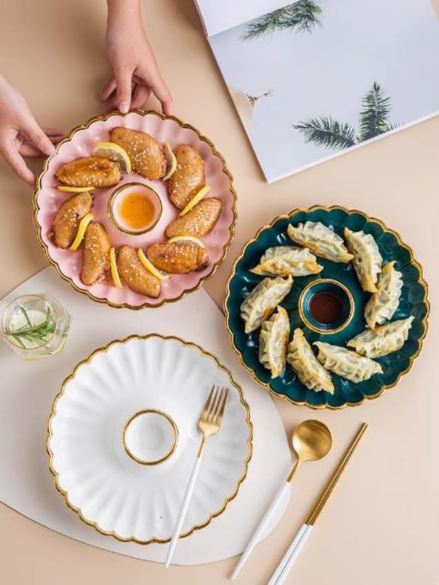 Amazon | [TAOHUA]ランチプレート 仕切り皿 陶器 餃子皿 タレ皿