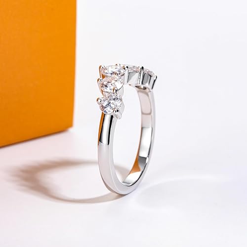 Miniatura 7 de Anillos de eternidad de moissanita, anillos de boda, color D, claridad VVS1, redondo, corte brillante, plata de ley 925, 56 piedras, anillos de