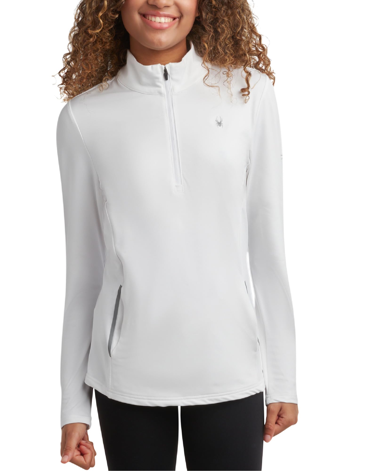 Spyder Women's White Quarter Zip Pullover - Performance Fleece 1/4 Zipper Mock Neck Sweatshirt - Athletic Quarter Zip Pullover Xl
