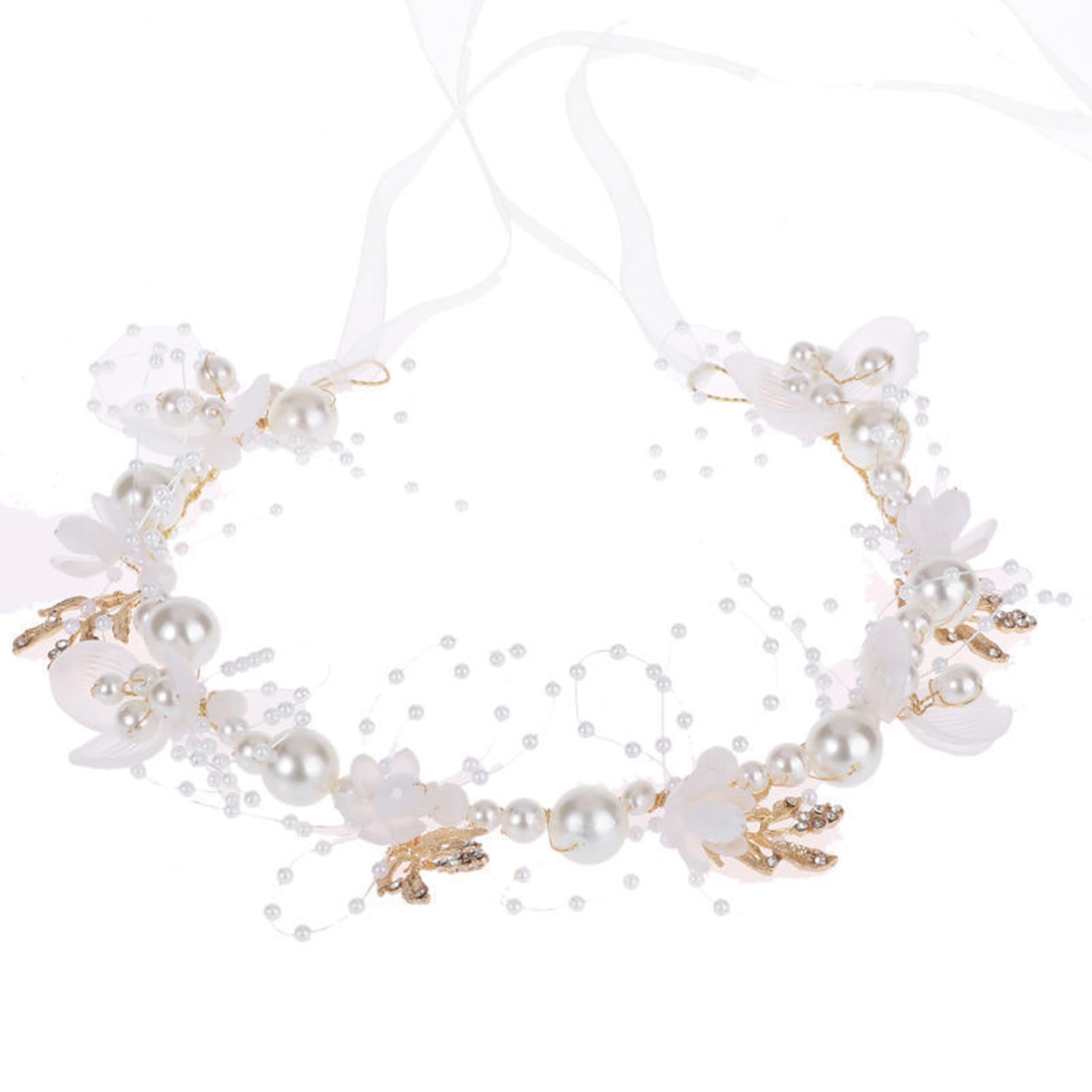 MAKINGTEC Wedding Hair, Vines Bride Flower Wedding Hair Piece, Pearl Headband Headpiece, Crown Flower Girl Accessories, Rhinestone Headband Pearl Hairpiece Crystal Wedding Hair Accessories