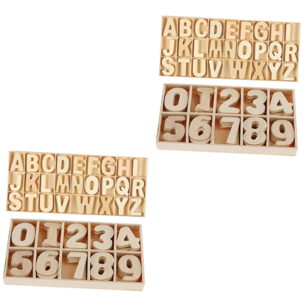 VILLCASE 2sets Lettere e Numeri Legno Non Verniciato Strumenti Educativi Per Insegnamento Alfabeto e Dei Numeri Per Decorazioni Di Matrimonio e Fai Te