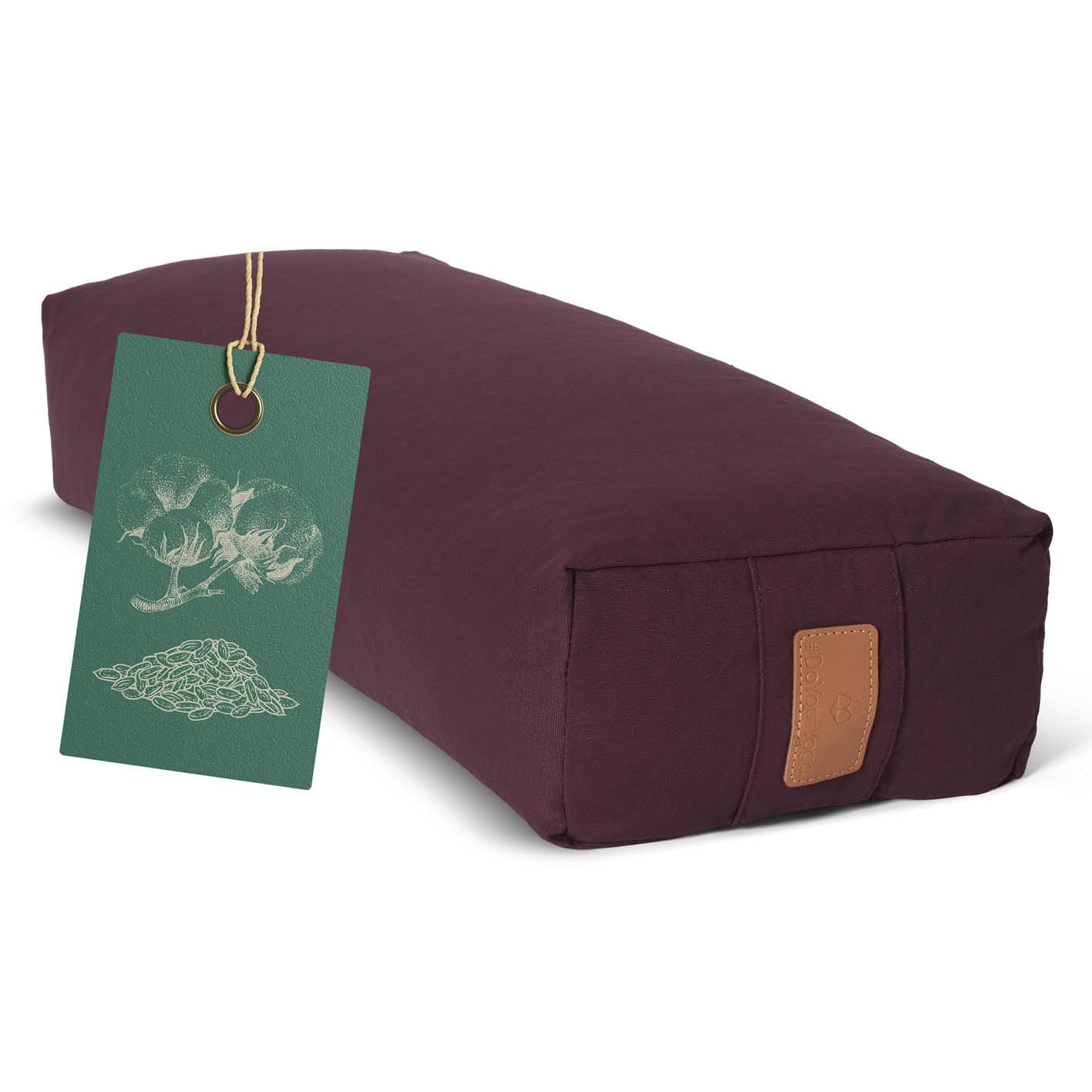 Bolster yoga angolare »Paravati« con pula di farro bio/ Lung. ca 67cm e ca. 13cm Altezza - ideale come cuscino yoga/cuscino zafu/cuscino meditazione/supporto meditazione. 100% cotone- marrone terra