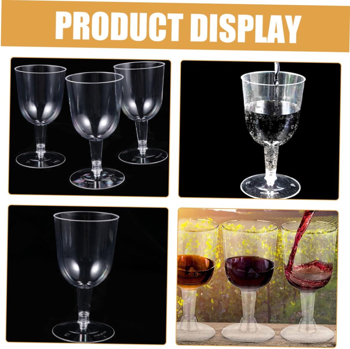 STOBAZA 48pcs Clear Plastic Wine Cups Reusable Party Goblets for Cocktails Juice and Drinks Unbreakable Drinkware for Home Wedding and Festivals
