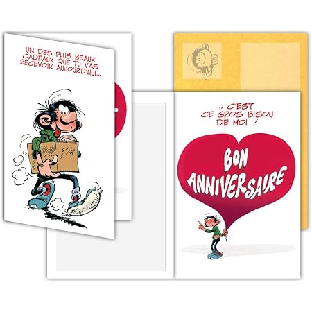 Gaston Lagaffe Glct 0116 Carte D Anniversaire Avec Motif Cadeau Bisous Cœur Amazon Fr Fournitures De Bureau