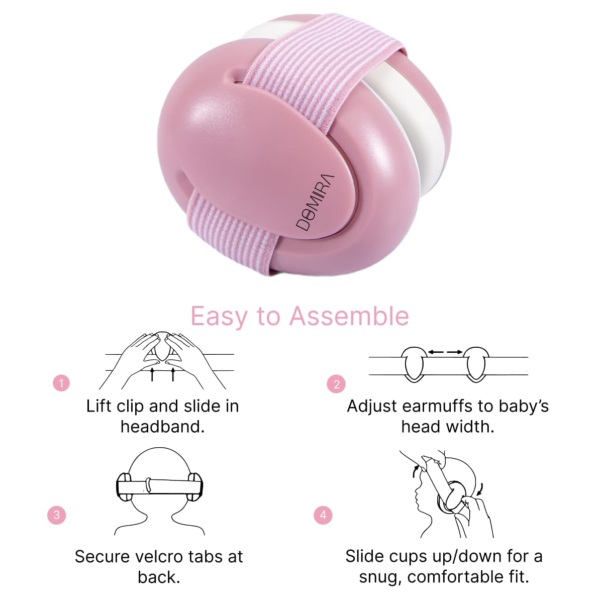 Cache-oreilles pour bébé - Casque antibruit pour nourrissons et tout-petits de 0 à 36 mois, SNR 25 dB, léger et réglable - Bleu ou rose