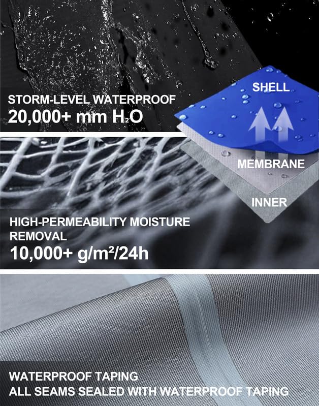 Pioneer Camp Regenhose Herren Wasserdicht 20000mm Fahrrad Überhose Winddichte Atmungsaktiv 3-lagige Verschweißt Outdoor Radhose Seite Full Zip Beinzip fur Trekking Outdoor