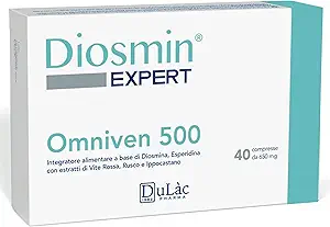 Hemorrhoid and Leg Vein Supplement Omniven 500 - 40 Tablets with Diosmin, Horse Chestnut Extract, Butchers Broom, Hesperidin for Restless Legs Syndrome Relief, Varicose and Spider Veins, Hemorrhoid