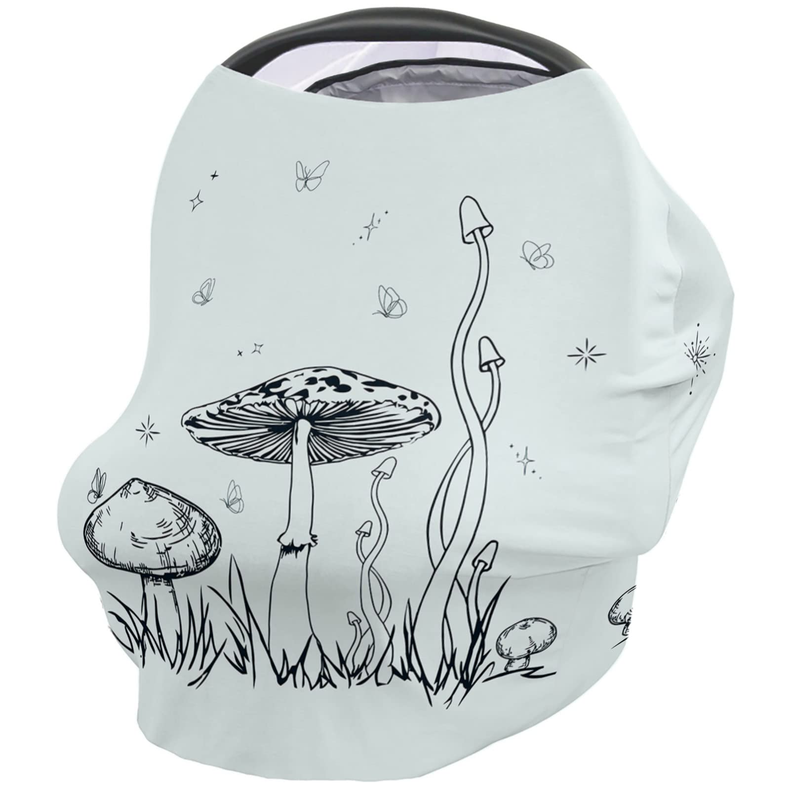 Nursing Cover for Breastfeeding Scarf, Mushrooms Stars Butterflies Lines Baby Car Covers Super Soft Multi Use for Canopy Shopping Cart Cover Blanket Stroller Cover